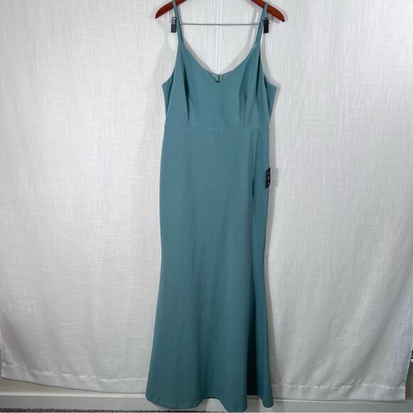 Lulus Moments Of Bliss Dusty Seafoam Backless Mermaid Maxi Dress Size XL - Picture 4 of 12